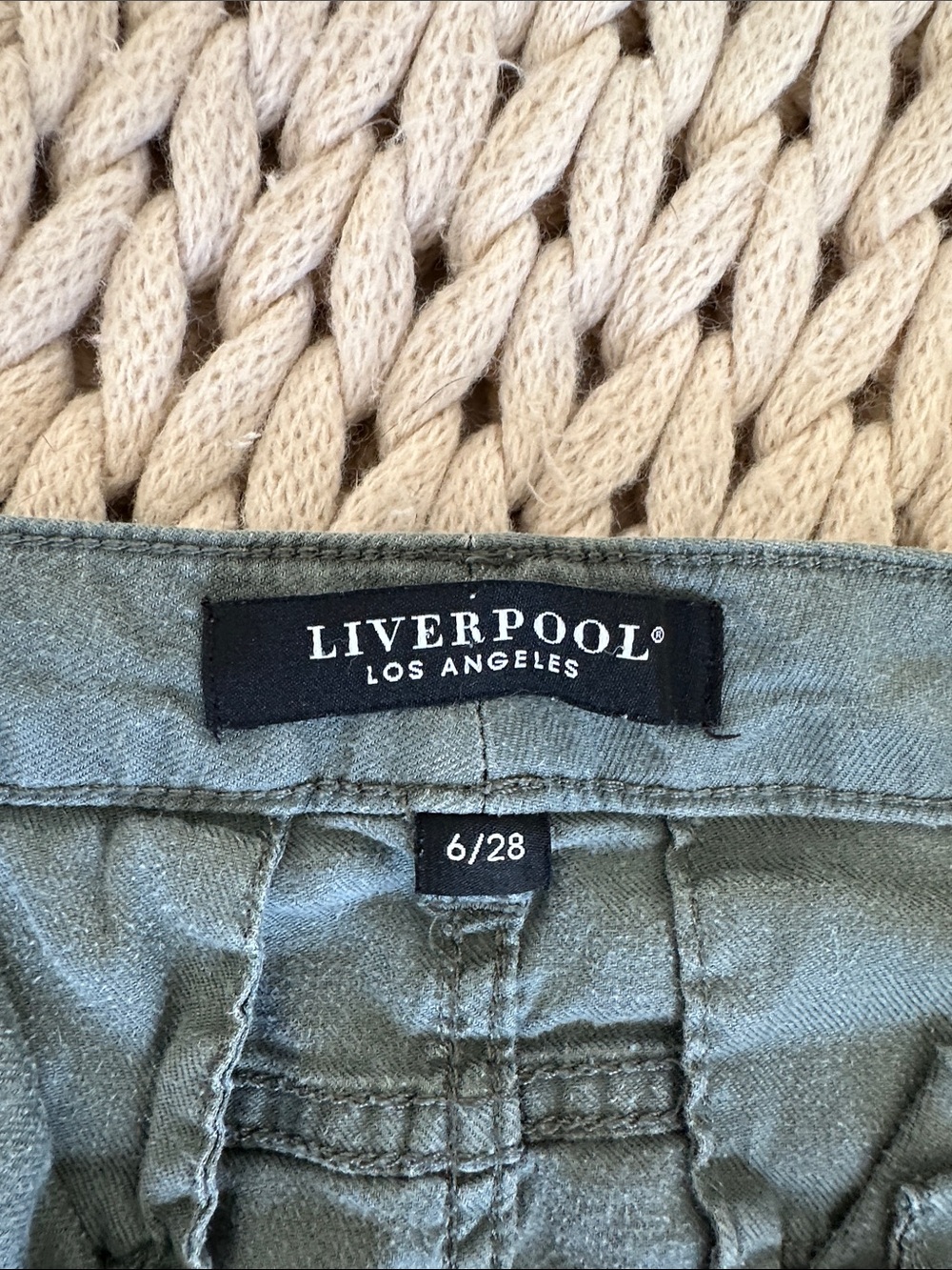 Liverpool Olive Utility Mini Skirt in Military Green - Picture 3 of 4